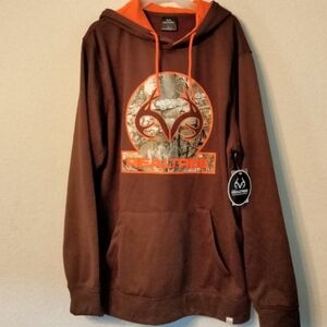 REALTREE Men's brown orange camouflage hoodie sweatshirt NWT